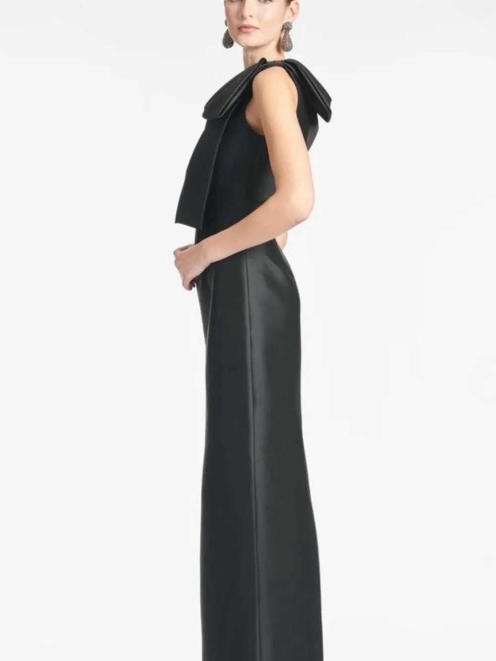 Sachin + Babi Black One-Shoulder Gown with Sculpted Bow
